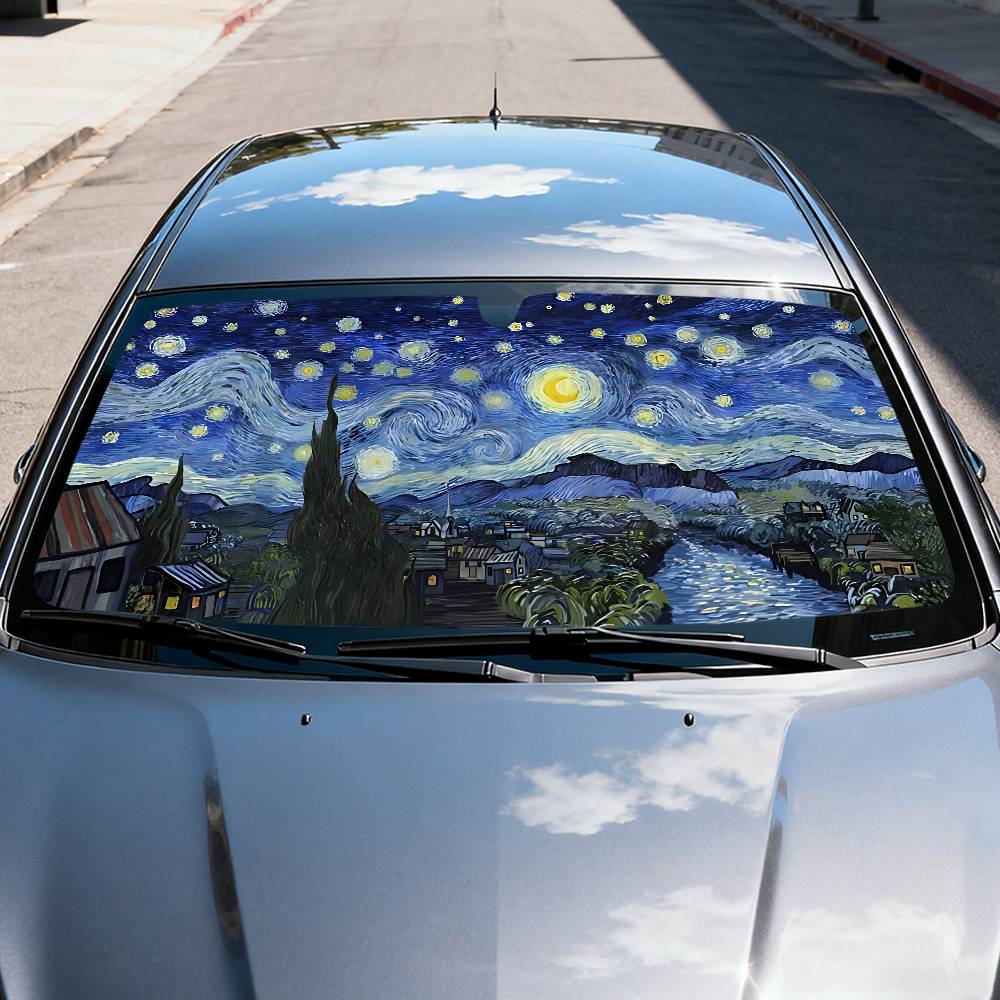 Starry Night V-Van G-Gogh Car  - Windshield Sun Shade ulasan dan harga