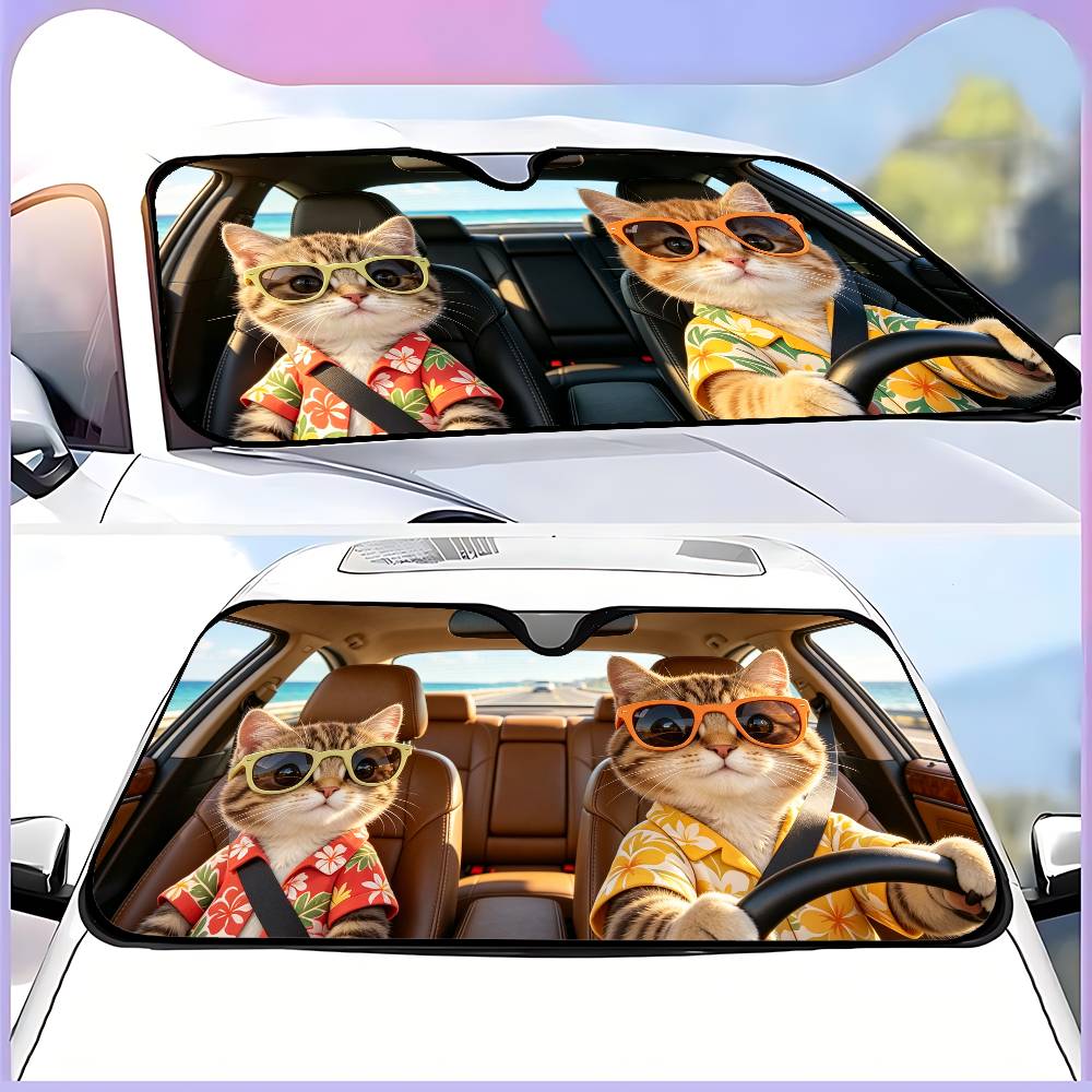 Funny Cat Drive Car SunShade W - Windshield Sun Shade ulasan dan harga