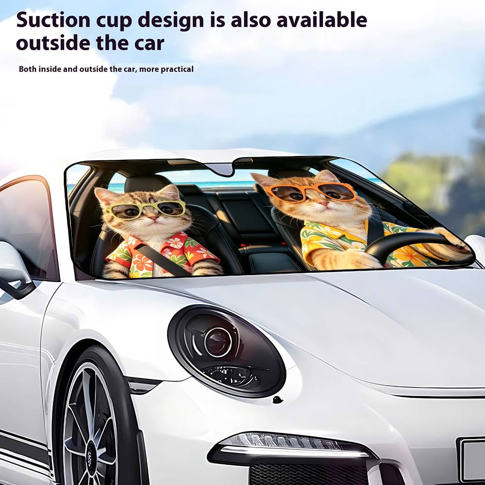 Funny Cat Drive Car SunShade W - Windshield Sun Shade ulasan dan harga