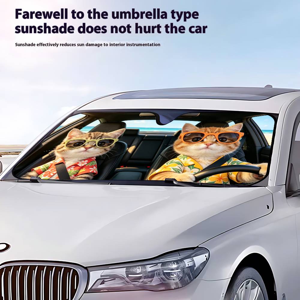 Funny Cat Drive Car SunShade W - Windshield Sun Shade ulasan dan harga
